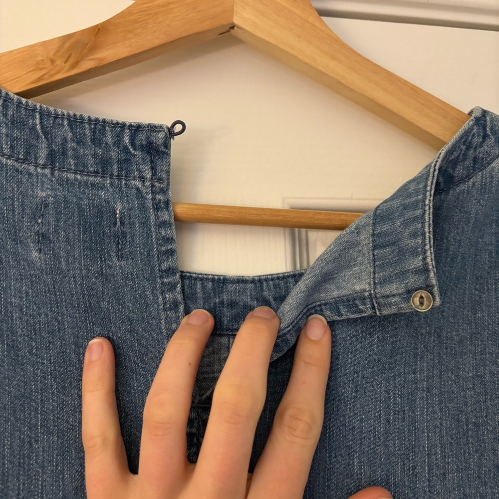 J. Crew Denim Cap Sleeve Dress Blue Medium Wash Cotton Summer Country M0568 4 - Picture 11 of 11